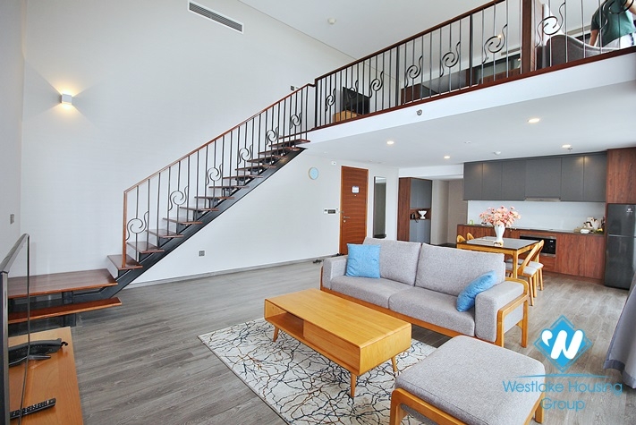 Duplex one bedroom apartment for rent in Pentstudio Tower, Tay Ho area 